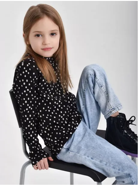 Лонгслив базовый для девочки с принтом