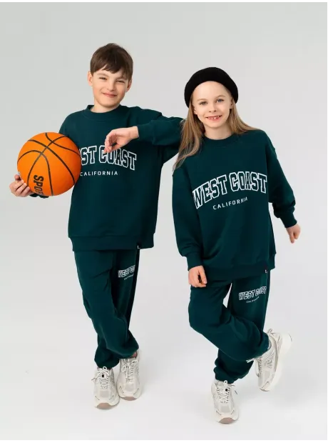 Зеленый свитшот спортивный детский