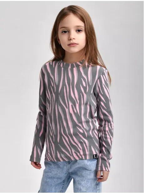 Лонгслив базовый для девочки с принтом