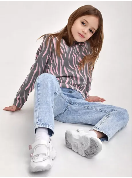 Лонгслив базовый для девочки с принтом