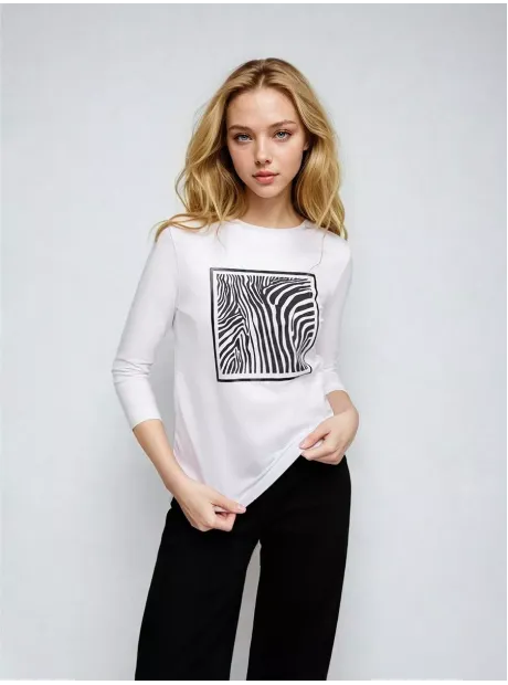 Белый лонгслив рукав три четверти