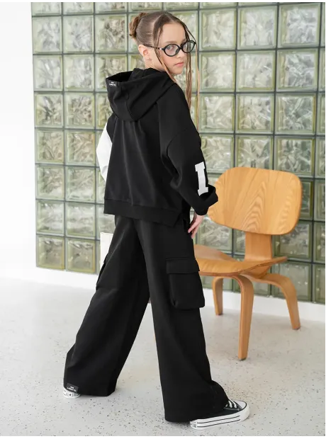 Спортивный костюм, черный для девочки