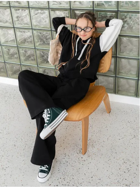 Спортивный костюм, черный для девочки