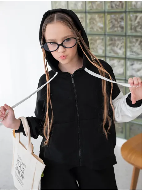 Спортивный костюм, черный для девочки