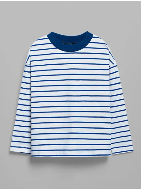 Лонгслив школьный детский с рукавами в полоску