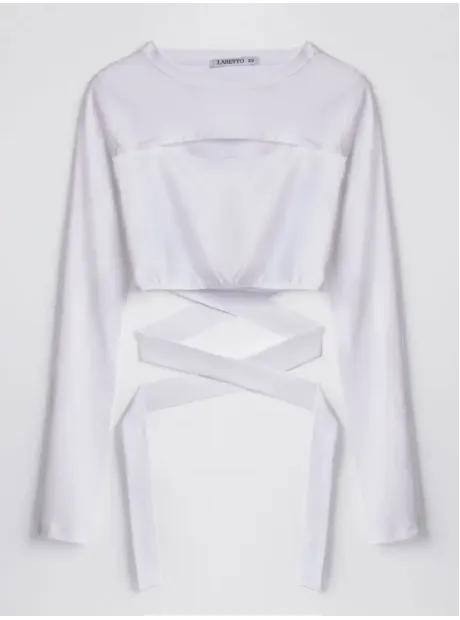 Кроп топ на завязках с длинным рукавом