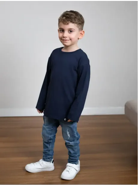 Синий лонгслив оверсайз для мальчика