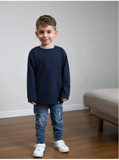 Синий лонгслив оверсайз для мальчика