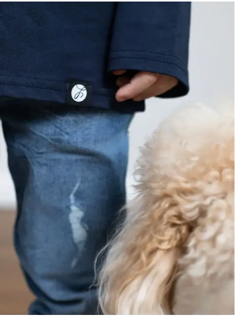 Синий лонгслив оверсайз для мальчика