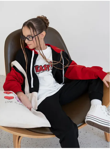 Красно-черный спортивный костюм тройка, детский