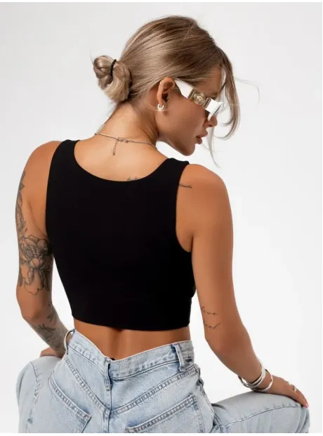 Черный кроп топ укороченный под пиджак