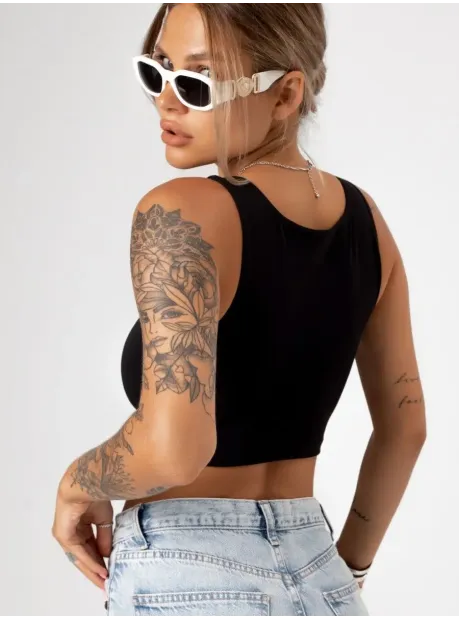 Черный кроп топ укороченный под пиджак