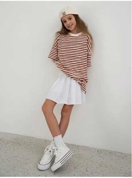 Футболка в коричневую полоску для девочки