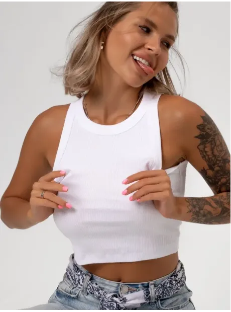 Белый кроп топ укороченный под пиджак