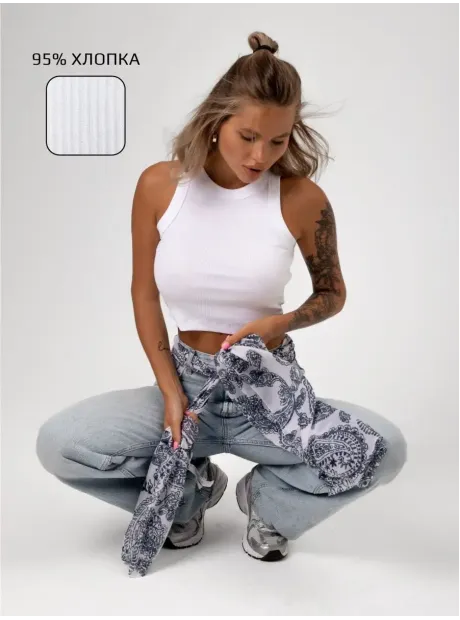 Белый кроп топ укороченный под пиджак