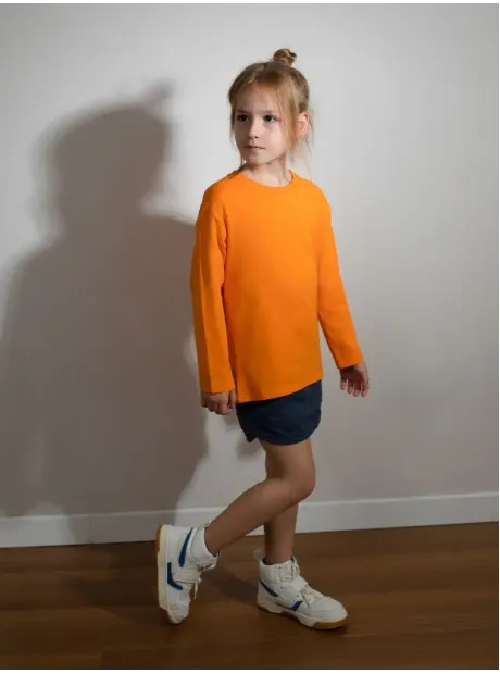 Оранжевый лонгслив базовый для девочки