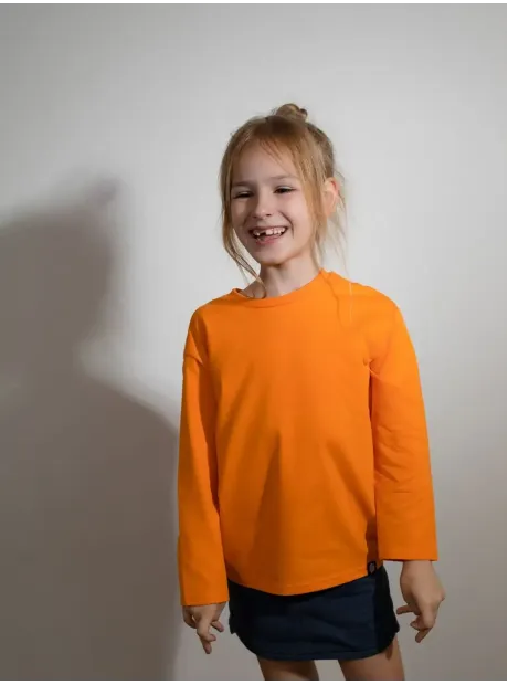 Оранжевый лонгслив базовый для девочки