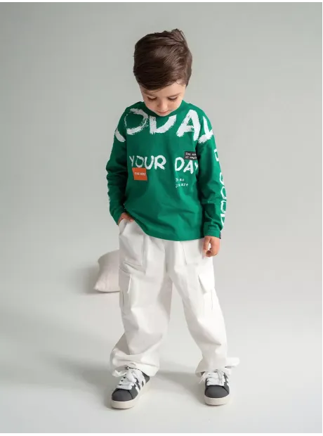 Зеленый лонгслив оверсайз для мальчика