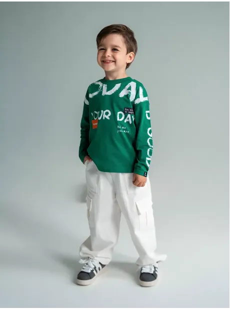 Зеленый лонгслив оверсайз для мальчика
