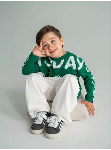 Зеленый лонгслив оверсайз для мальчика