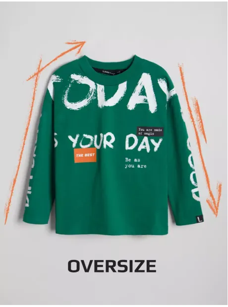 Зеленый лонгслив оверсайз для мальчика