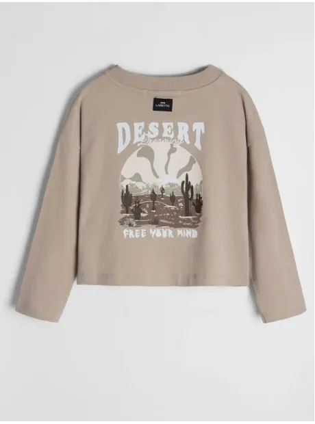 Бежевый спортивный лонгслив для девочки