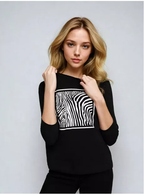 Черный лонгслив рукав три четверти