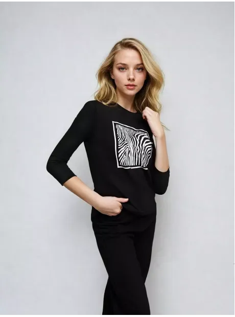 Черный лонгслив рукав три четверти