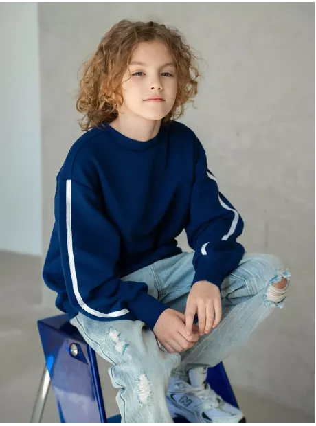 Синий свитшот оверсайз для мальчика