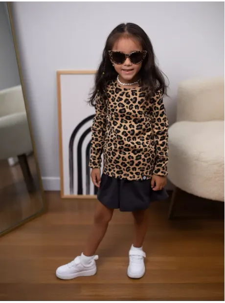 Лонгслив леопардовый в рубчик кофта для девочки