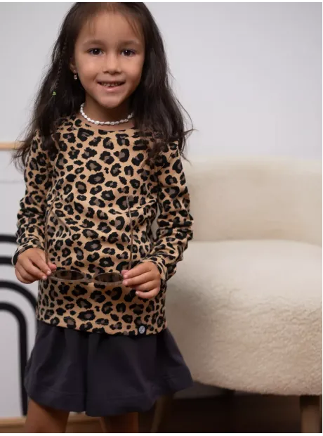 Лонгслив леопардовый в рубчик кофта для девочки