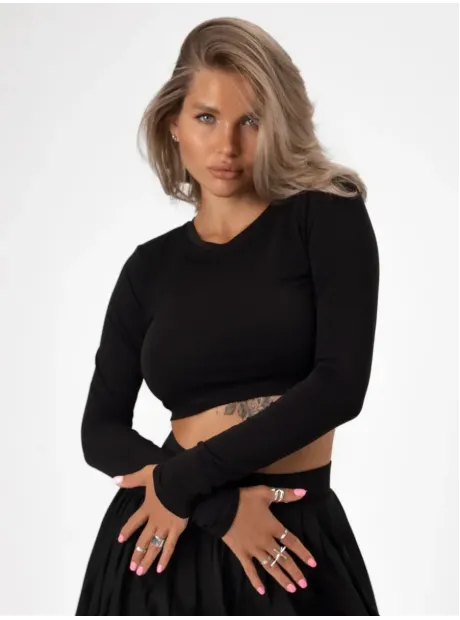 Лонгслив укороченный облегающий с длинным рукавом