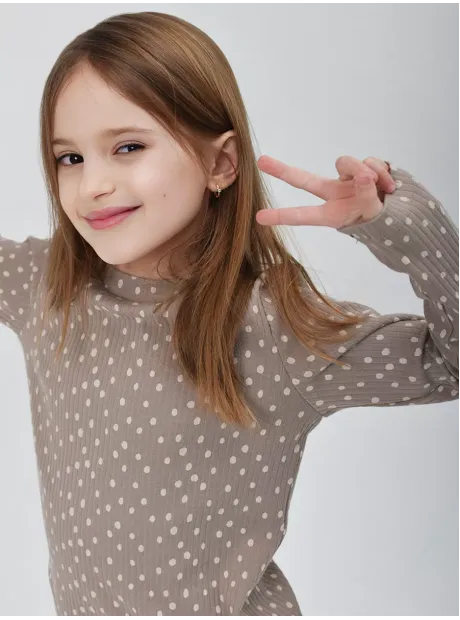 Лонгслив базовый для девочки с принтом