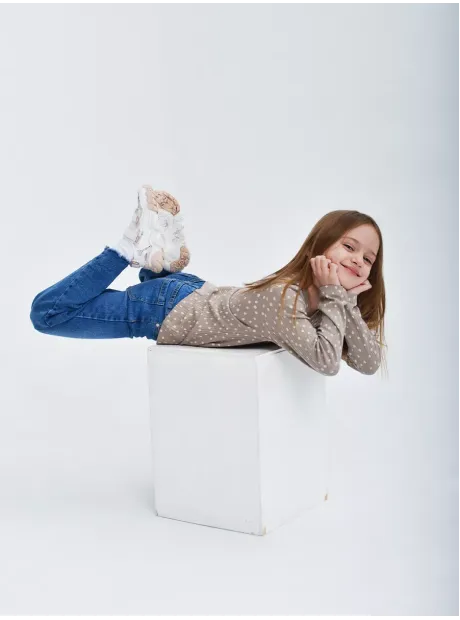 Лонгслив базовый для девочки с принтом