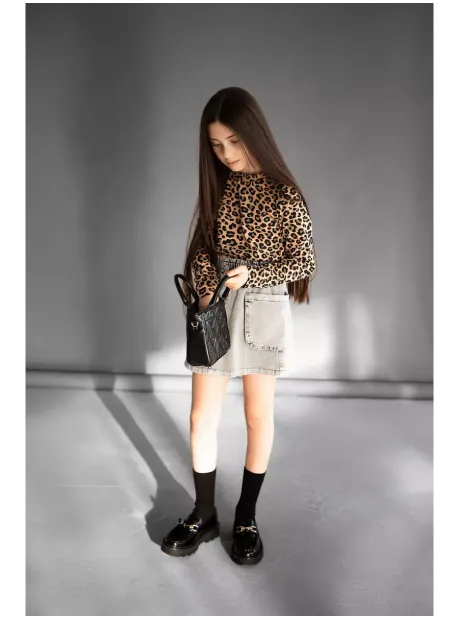 Леопардовый лонгслив оверсайз для девочки
