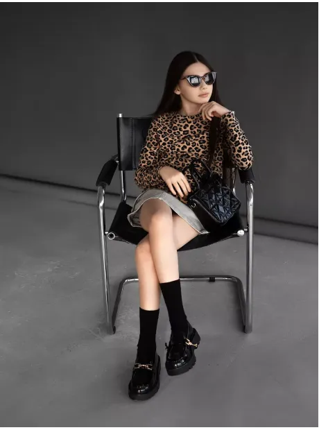 Леопардовый лонгслив оверсайз для девочки