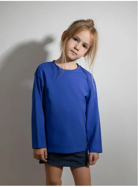 Синий лонгслив базовый для девочки