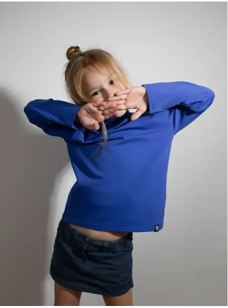 Синий лонгслив базовый для девочки