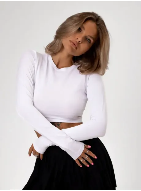 Лонгслив укороченный облегающий с длинным рукавом